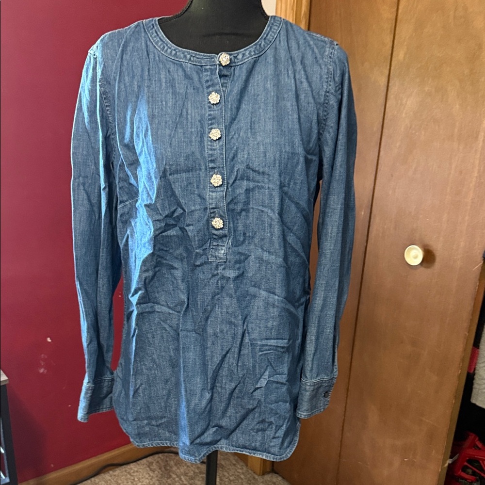 Denim Button-Up Women's Top